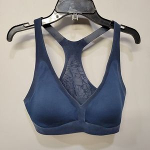 Lululemon Sports Bra Small Navy Blue Velvet Burnout Y Back Stretchy Comfort Sexy